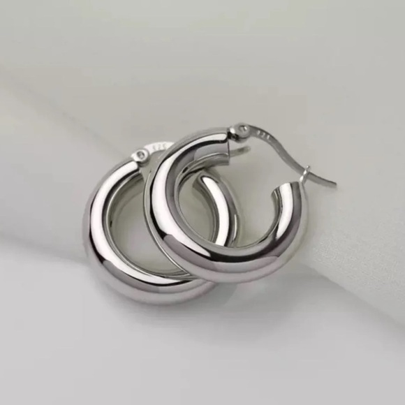 Modest Lu Jewelry - COPY - Sterling Silver Chunky Tube Hoop Earrings